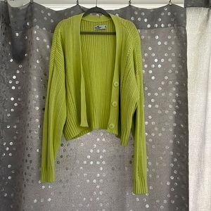 Neon green hollister knit cardigan